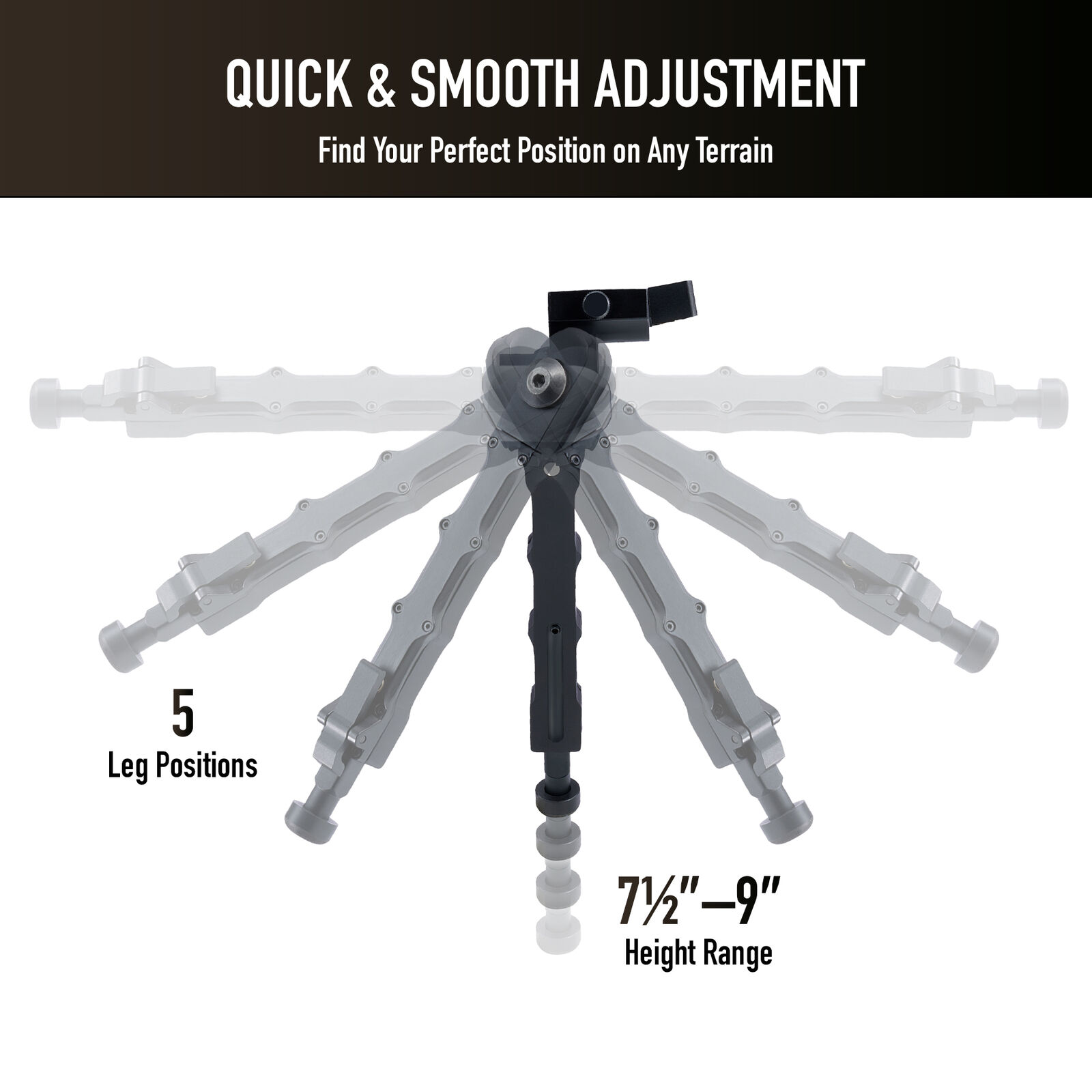Bipode Tactique Réglable 7.5-9 Pouces Pour Fusil - Montage Picatinny - Neuf