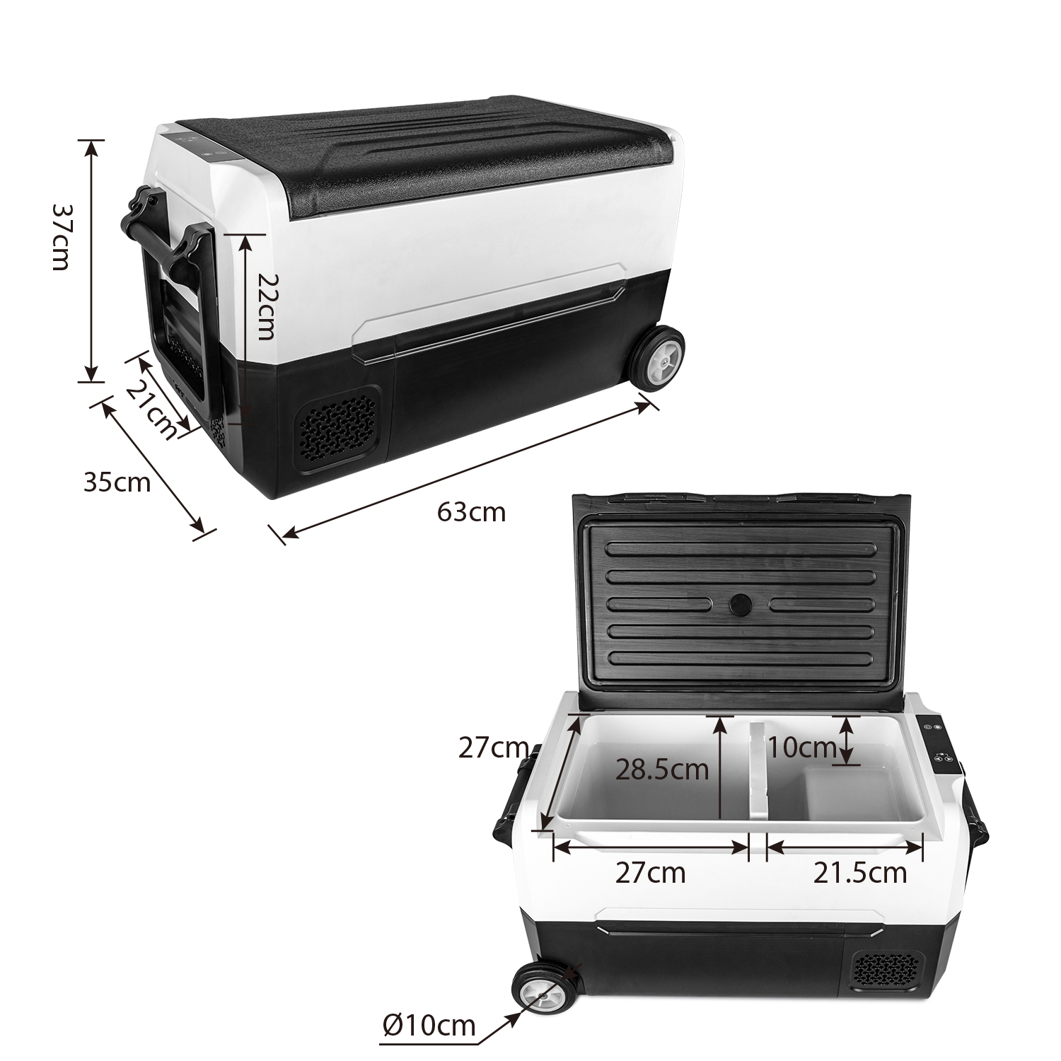 Kühlbox Mini Kühlschrank Kompressor Kühltruhe Gefriertruhe mit Akku für Auto  LKW PKW Wohnmobil Camping Boot und Steckdose groß 60 L 12V/24V/220-240V