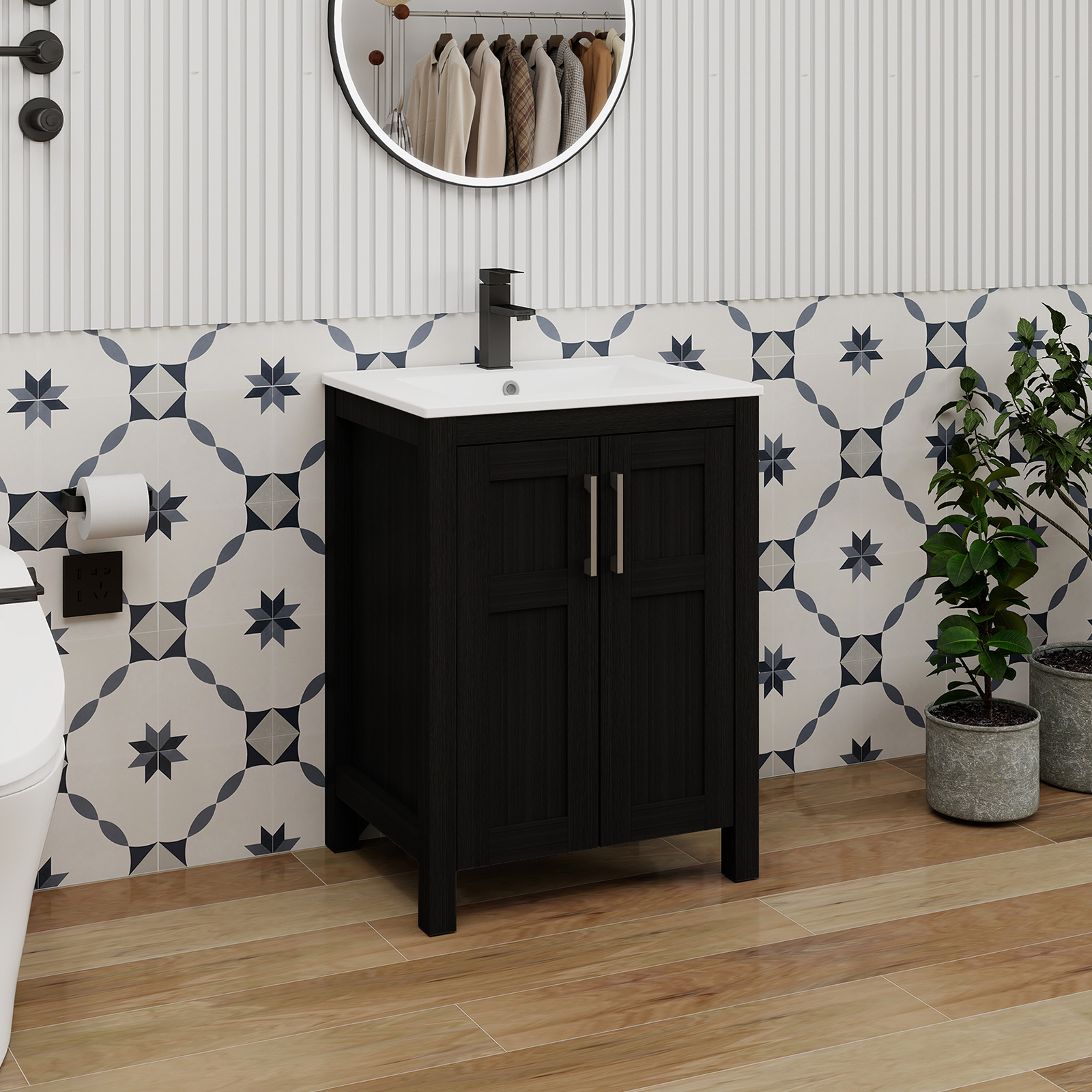 24/30/36″ 2-Door 2-Drawer Bathroom Vanity: Soft-Close Cabinet with Ceramic Sink