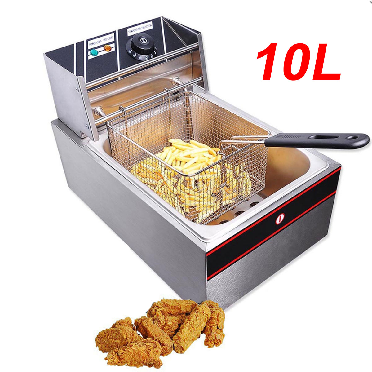 Deep Fat Fryer 6L Chip Pan With Basket Fry Food Stainless Steel 2500W Non-Stick