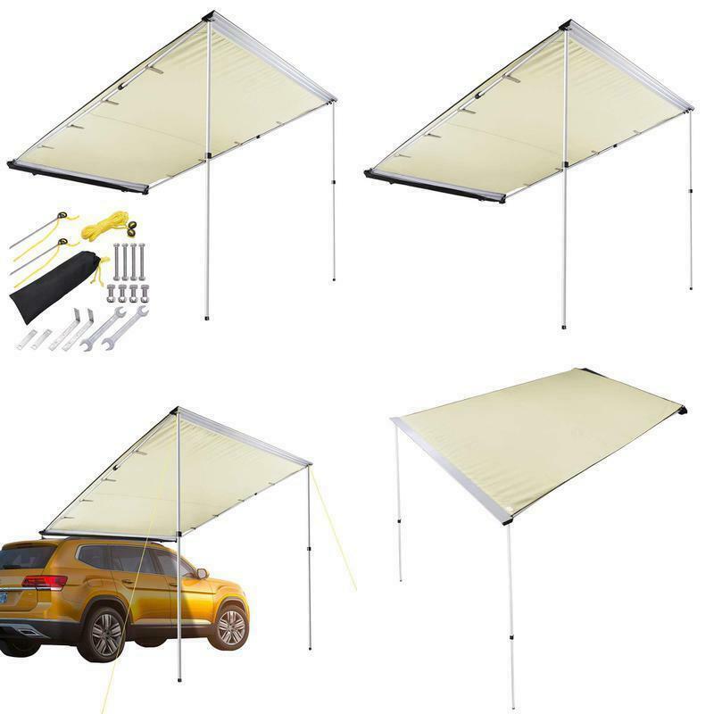 4.6x6.6' Car Side Awning Rooftop Tent Sun Shade SUV Outdoor Camping Travel Cream