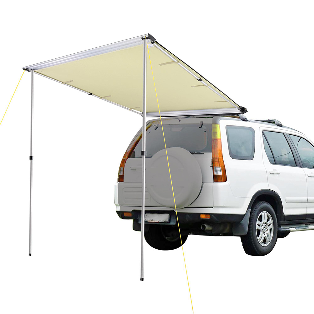 4.6x6.6' Car Side Awning Rooftop Tent Sun Shade SUV Outdoor Camping Travel Cream