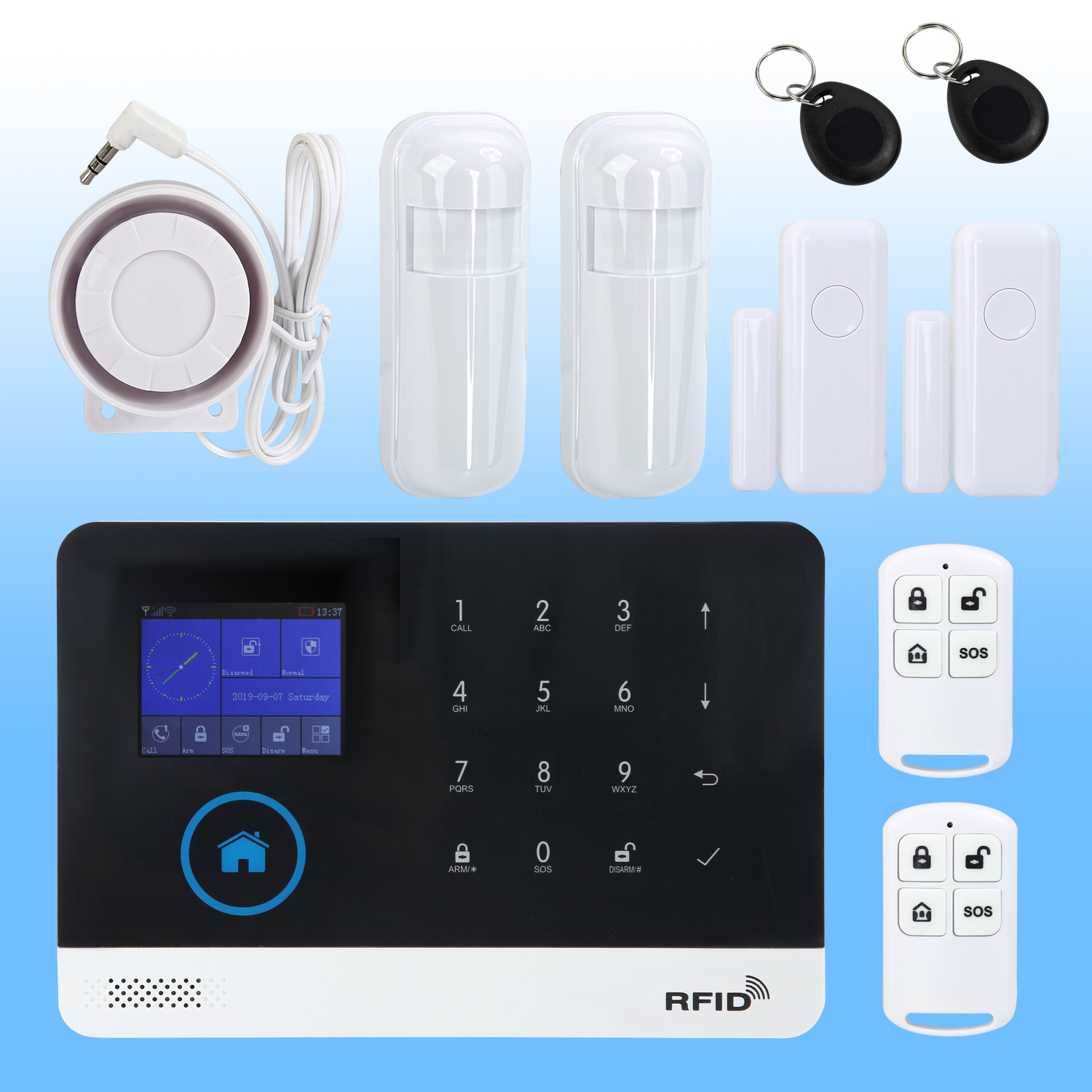 Wireless 433MHz GSM+SMS+WiFi Smart Home House Security Burglar Alarm