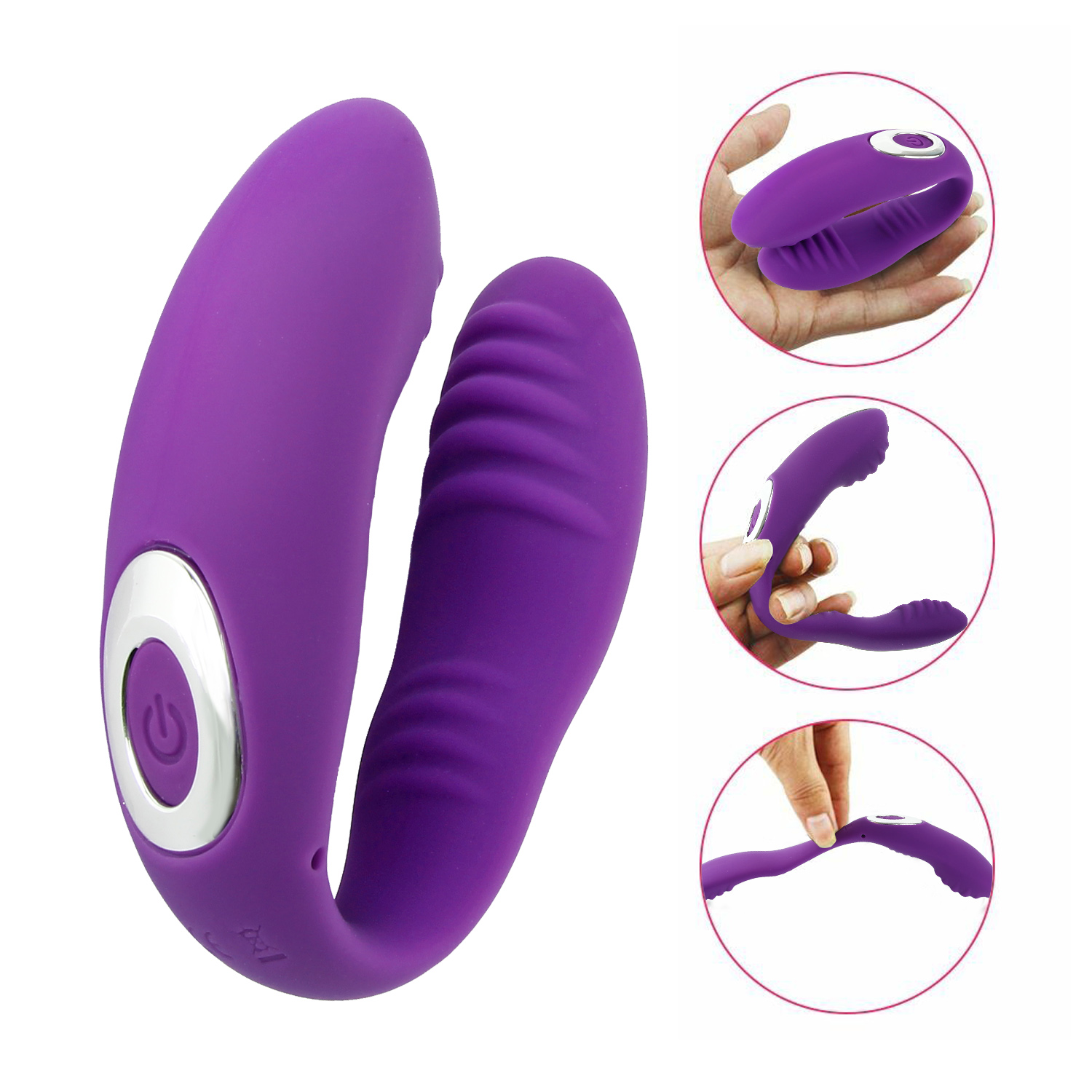 Rechargeable Vibrator Double Ended Dildo G Spot Anal Massager For Women