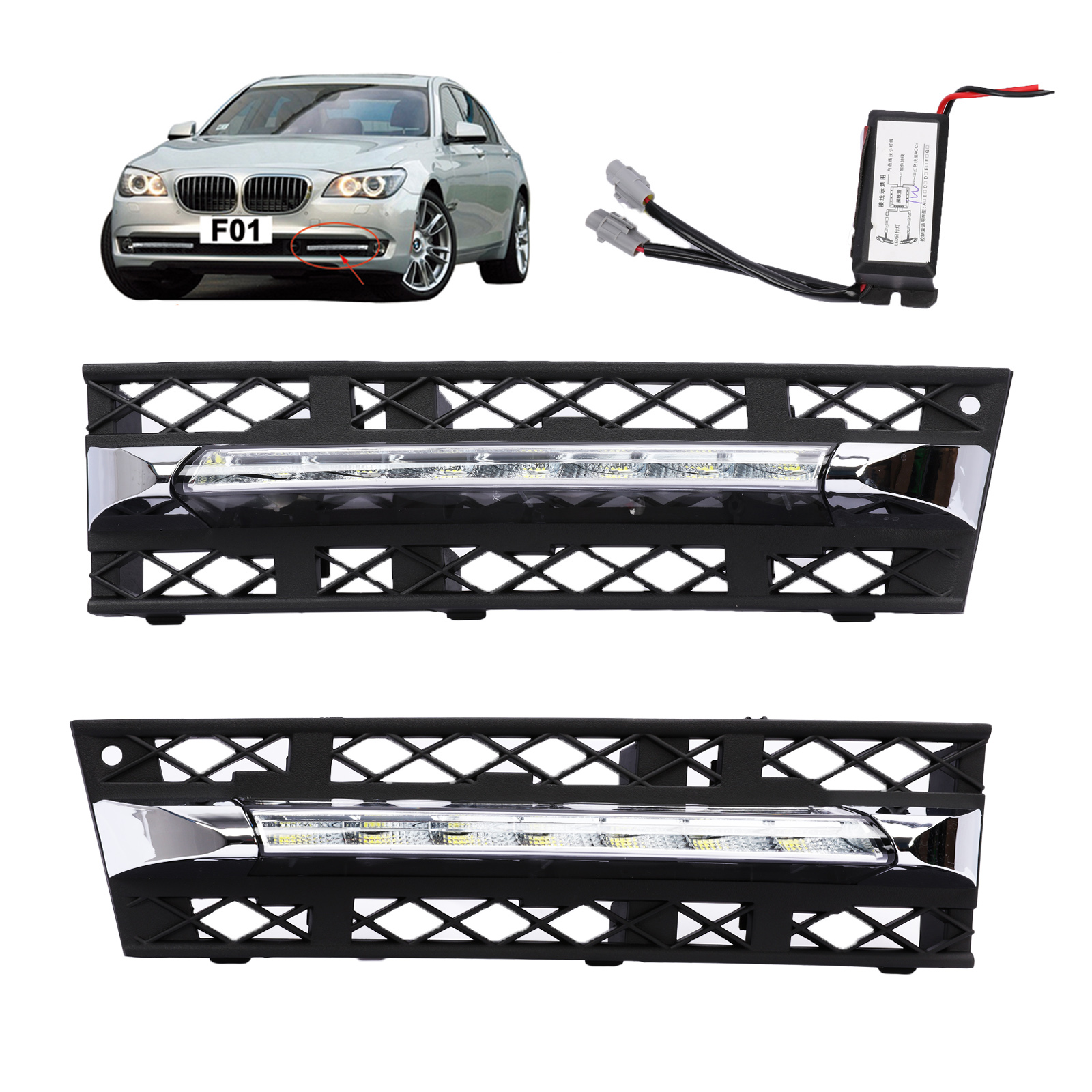 2x White LED Driving Fog Lamp DRL Daytime Running Light For BMW X6 E71 2009-2012