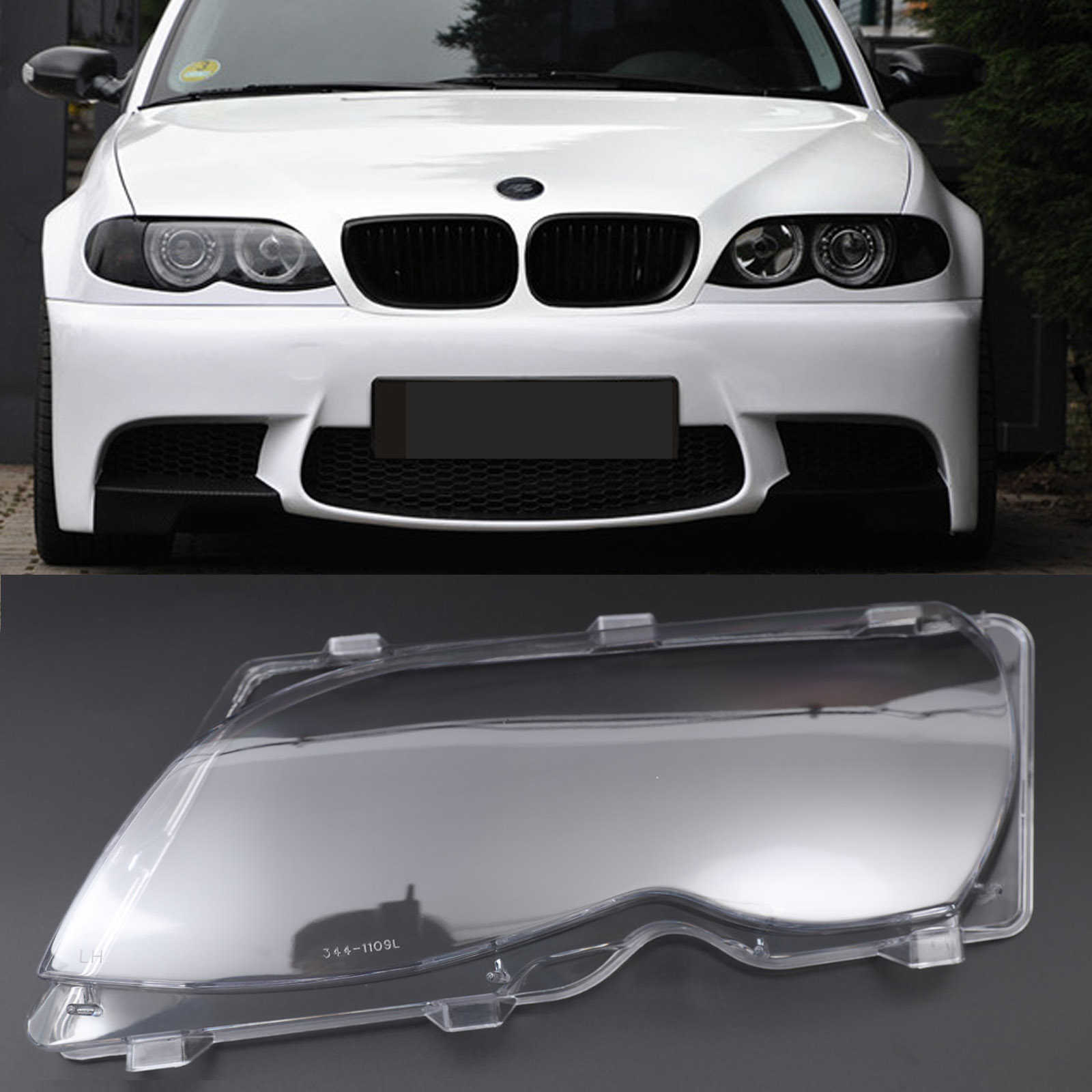 Left /& Right Headlight Lamp Lens Cover Fits BMW E46 3-Series 1998-2001 4Door NEW