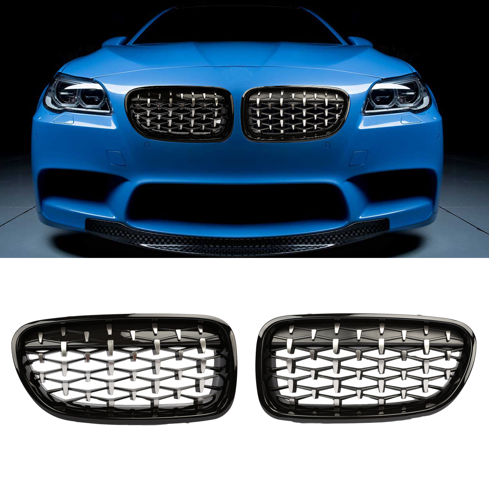 Gloss Black Front Kidney Grille Grill For BMW F10 528i 535i 550i 4D M5 ...