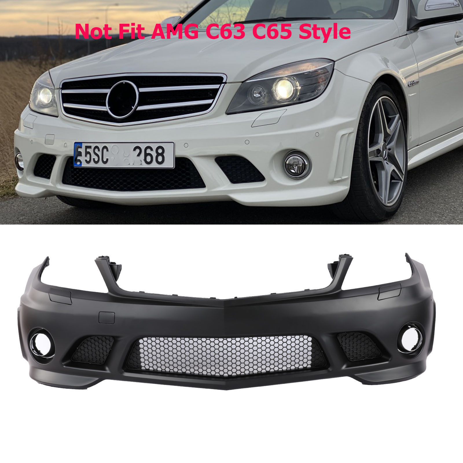 C63 Amg Style Front Bumper W O Pdc For Mercedes Benz 08 10 C Class W4 Ebay