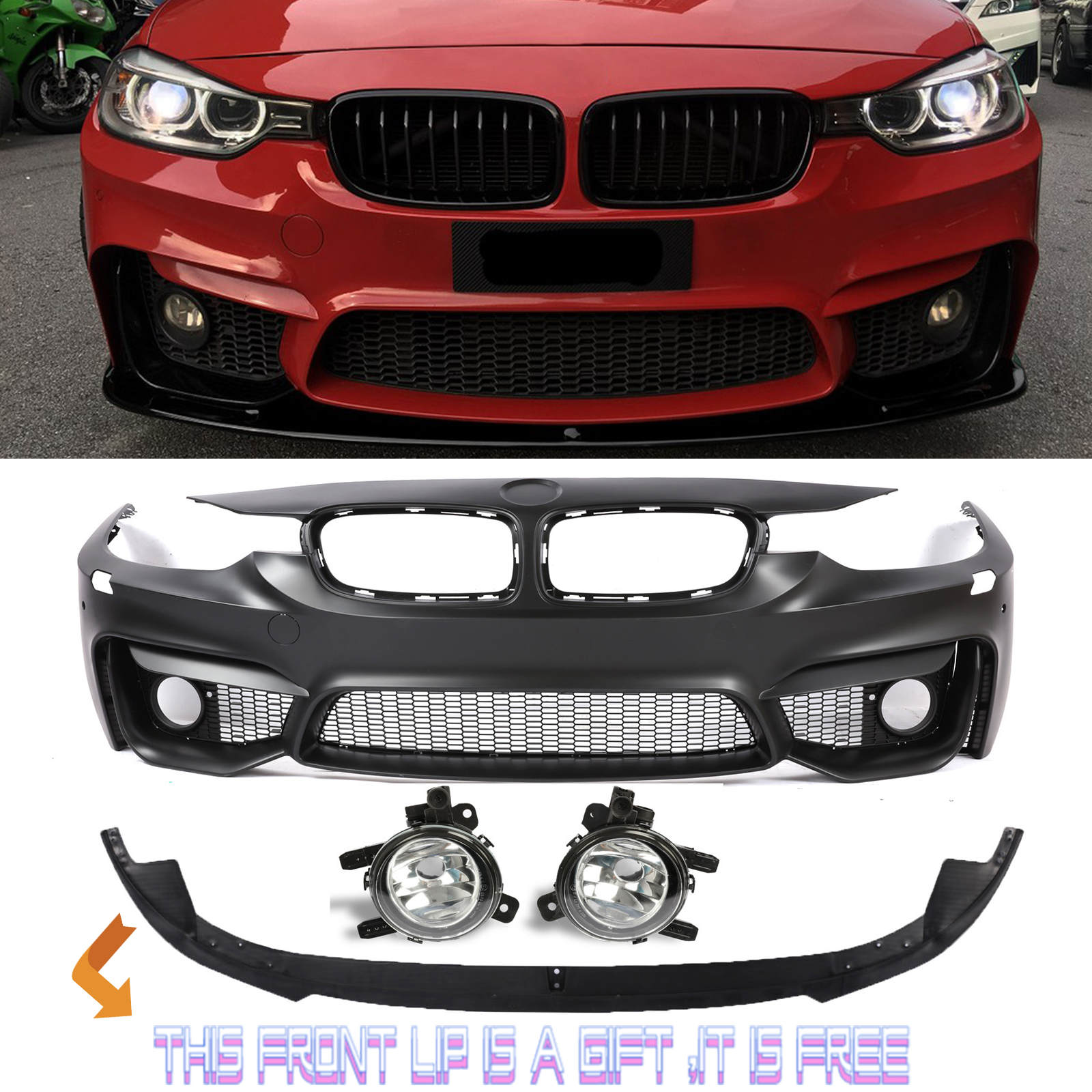 F80 M3 Style Font Bumper FOR BMW F30 F31 3 SERIES W/O PDC