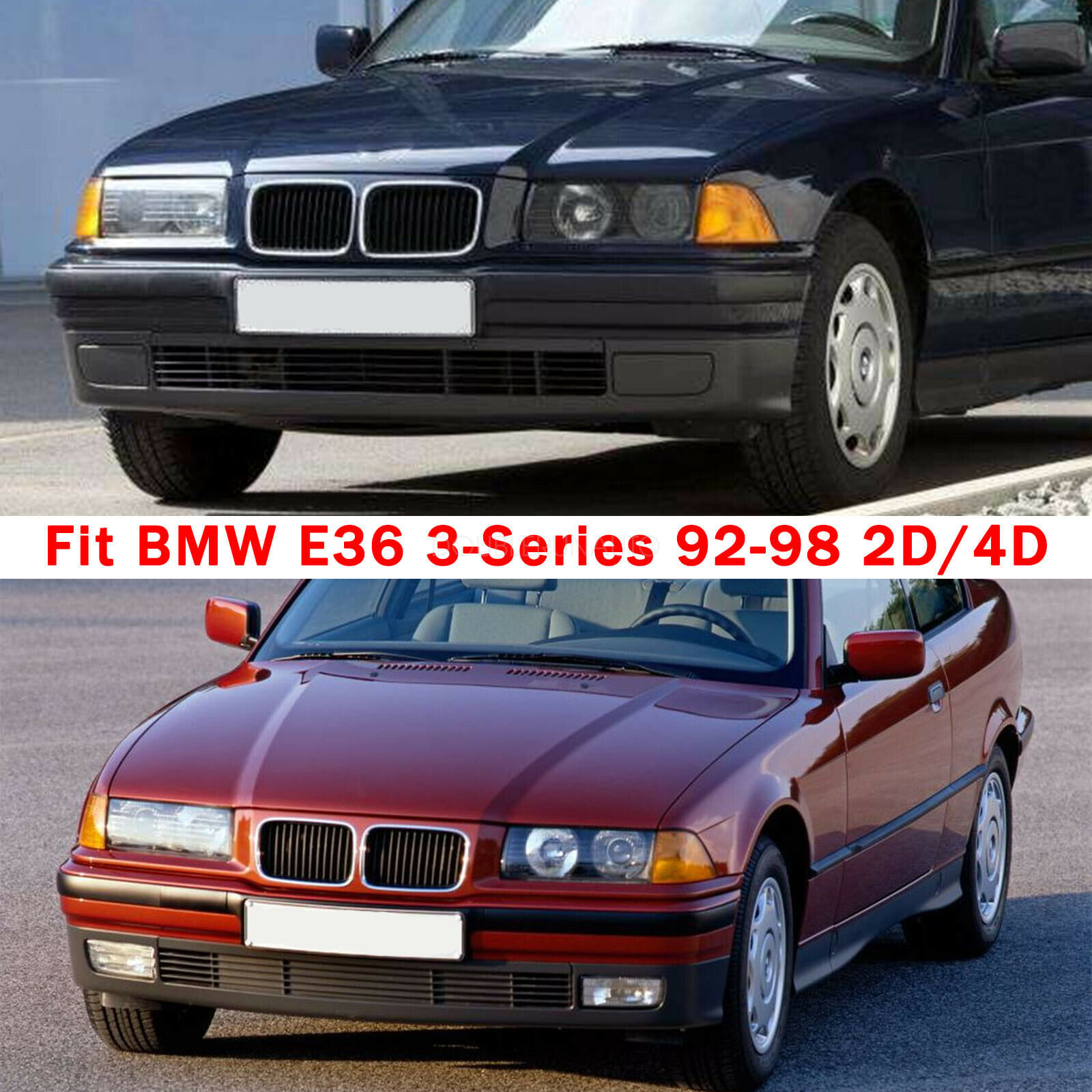 Fit 92-98 BMW E36 3Series M3 Style Replacement Front Bumper Body Kit