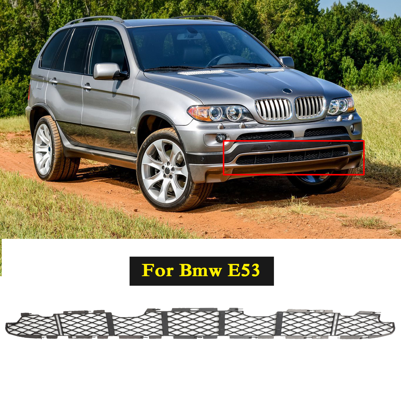 For BMW X5 E53 1999-2003 Front Bumper Kindey M Style Grille Cover Inside  Racing Double Slat Black Grills Car Accessories - AliExpress