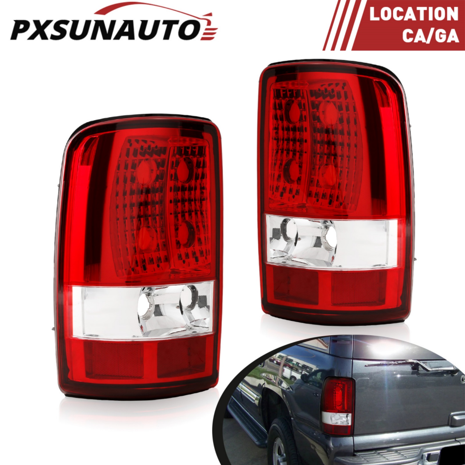 Nakuuly Tail Light Compatible With 2000-2006 Chevy Suburban 1500 2500 Tahoe GMC Yukon XL Denali Driver And Passenger Side Taillights Red Clear Rear Brake Lamp W/O Bulbs Harness - Foto 7