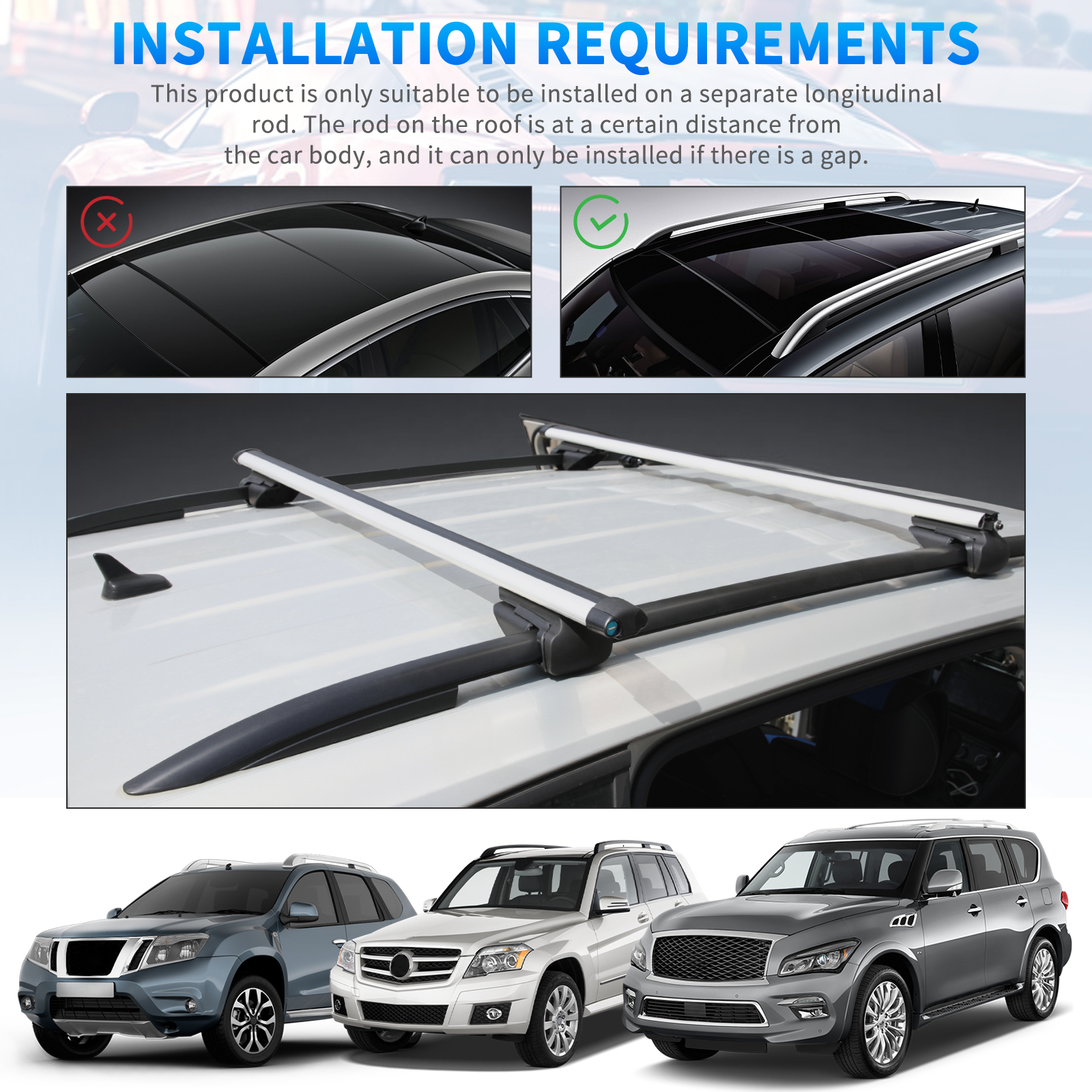2Pcs Roof Bars Fit for GMC Acadia 2024-2026 Aluminum Alloy Side Bars Cross Rails 2Pcs Roof Bars Fit for GMC Acadia 2024-2026 Aluminum Alloy Side Bars Cross Rails