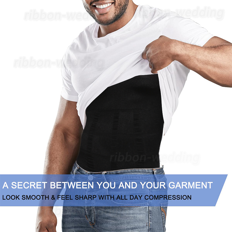 Mens Shapewear Vest Chest Compression Shirt Tummy Boost Blood