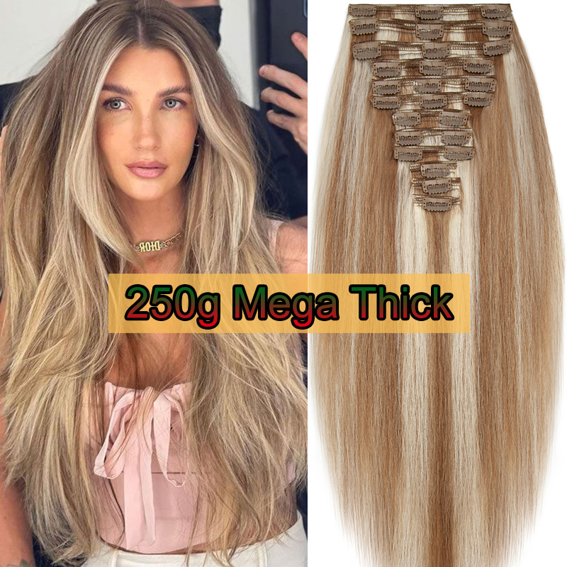 mega thick clip in 100% remy human hair extensions