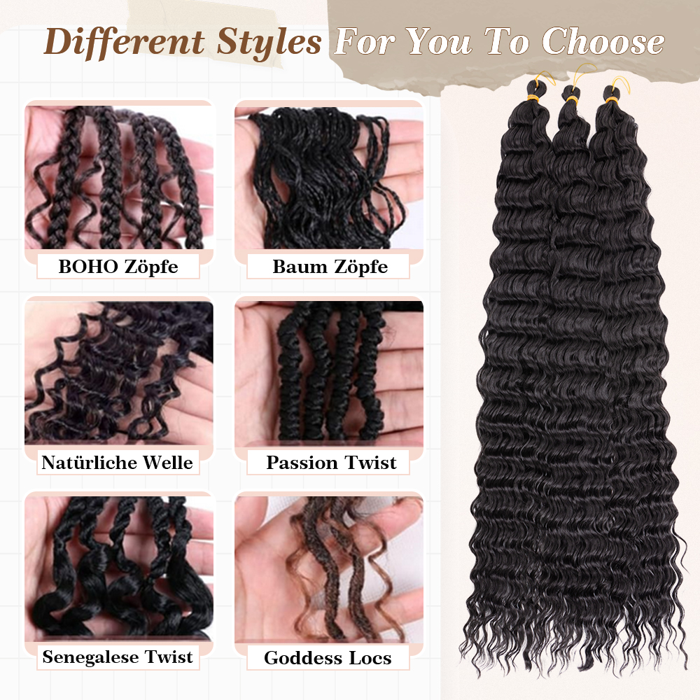 Wasserwelle Kunsthaar Passion Twist Hair 45cm - 6er Set Für Bohemian  Frisuren Kunsthaar Verlängerung, image size:1000x1000