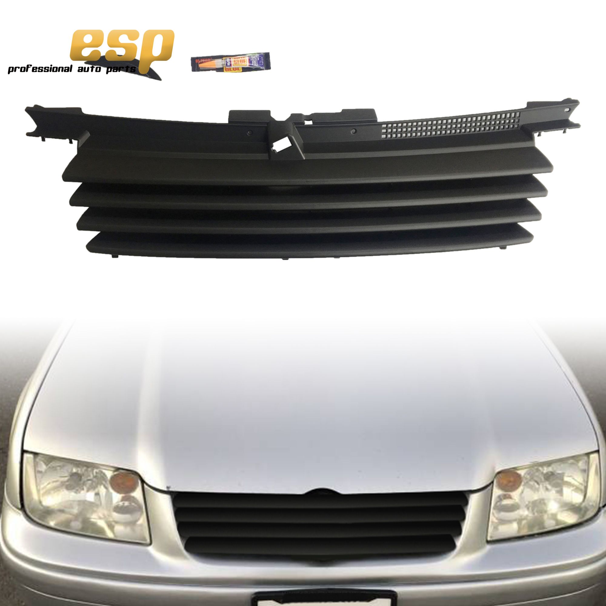 Front Badgeless Grill W/ Hood Notch Filler For 19992005 VW MK4 Jetta