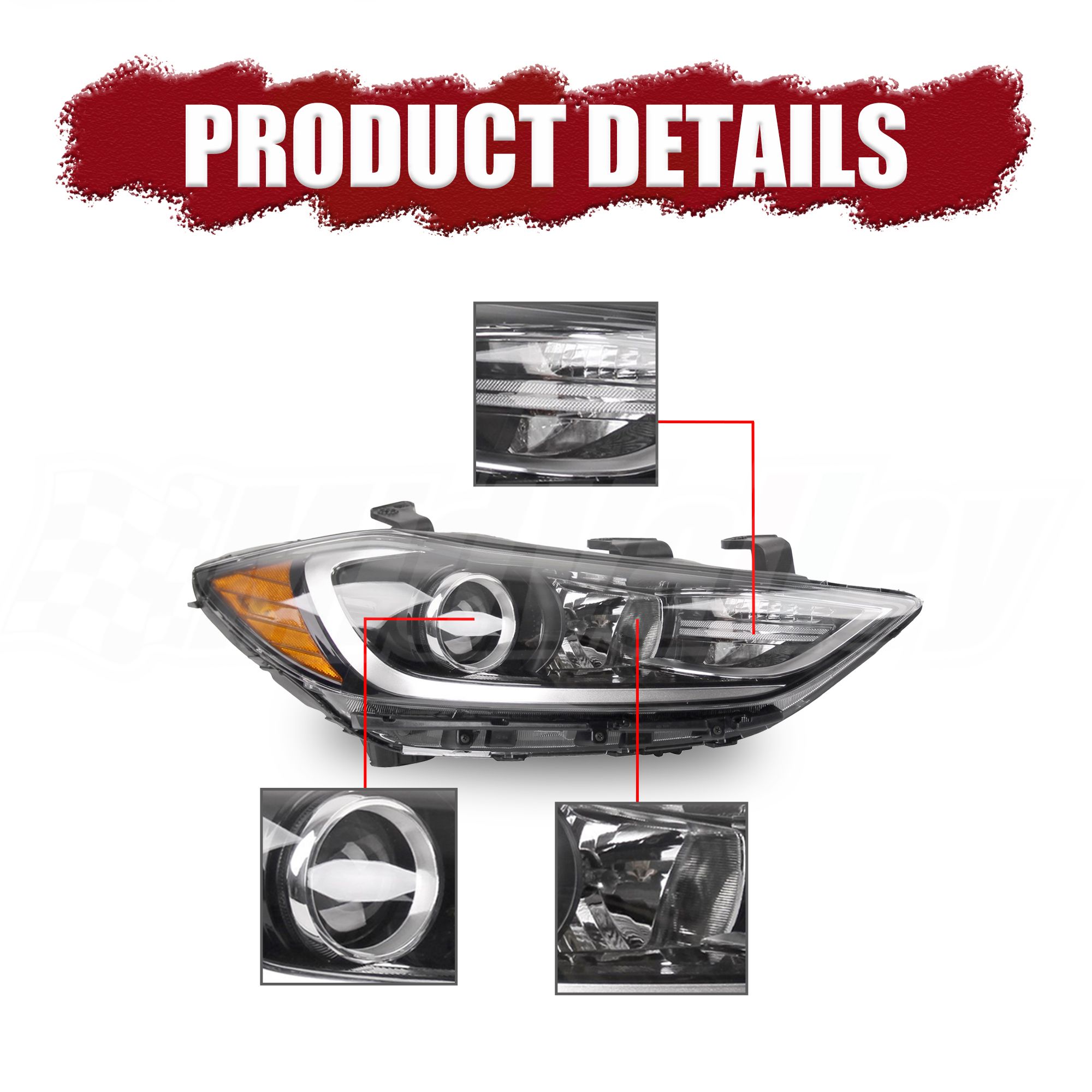 Aftermarket Halogen Headlights Headlamps Assembly Set Replaces 92101f3000 92102f3000 Hy2502206 Hy2503206 Compatible 2017 2018 Elantra Driver Passenge