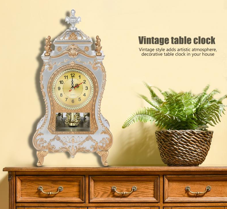 Reloj Despertador De Mesa Vintage Clasico Realeza Sala De Estar Tv