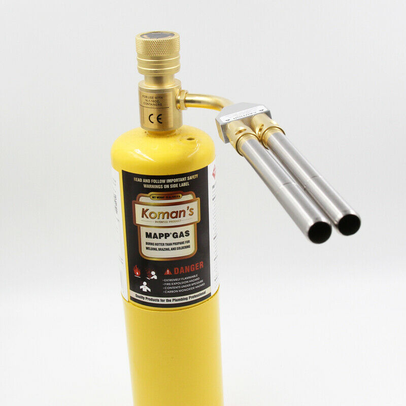 Double nozzle swivel head Mapp Gas Turbo Torch Brazing Solder Welding