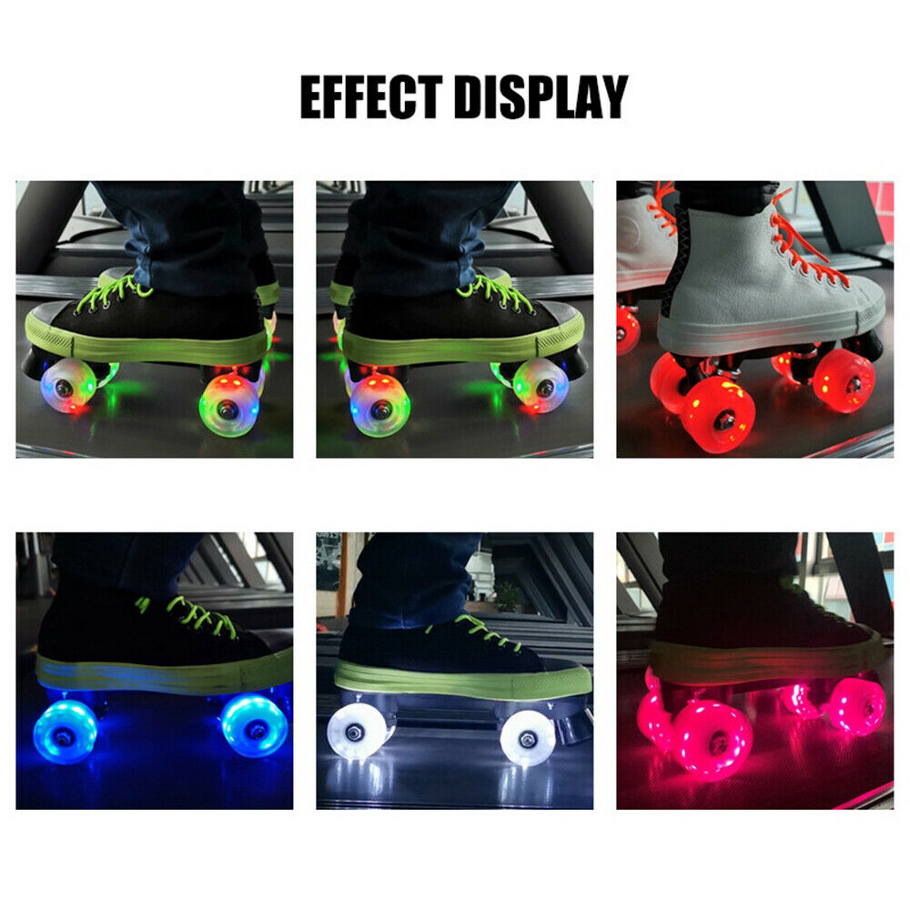 Roller Skate Wheels Luminous Light Up 32mm x 58mm Luminous Light up Roller Skate Wheels Suitable for Double Row Skating and Skateboard with Bearings 4 Pcs Outdoor Roller Skate Wheels Flash