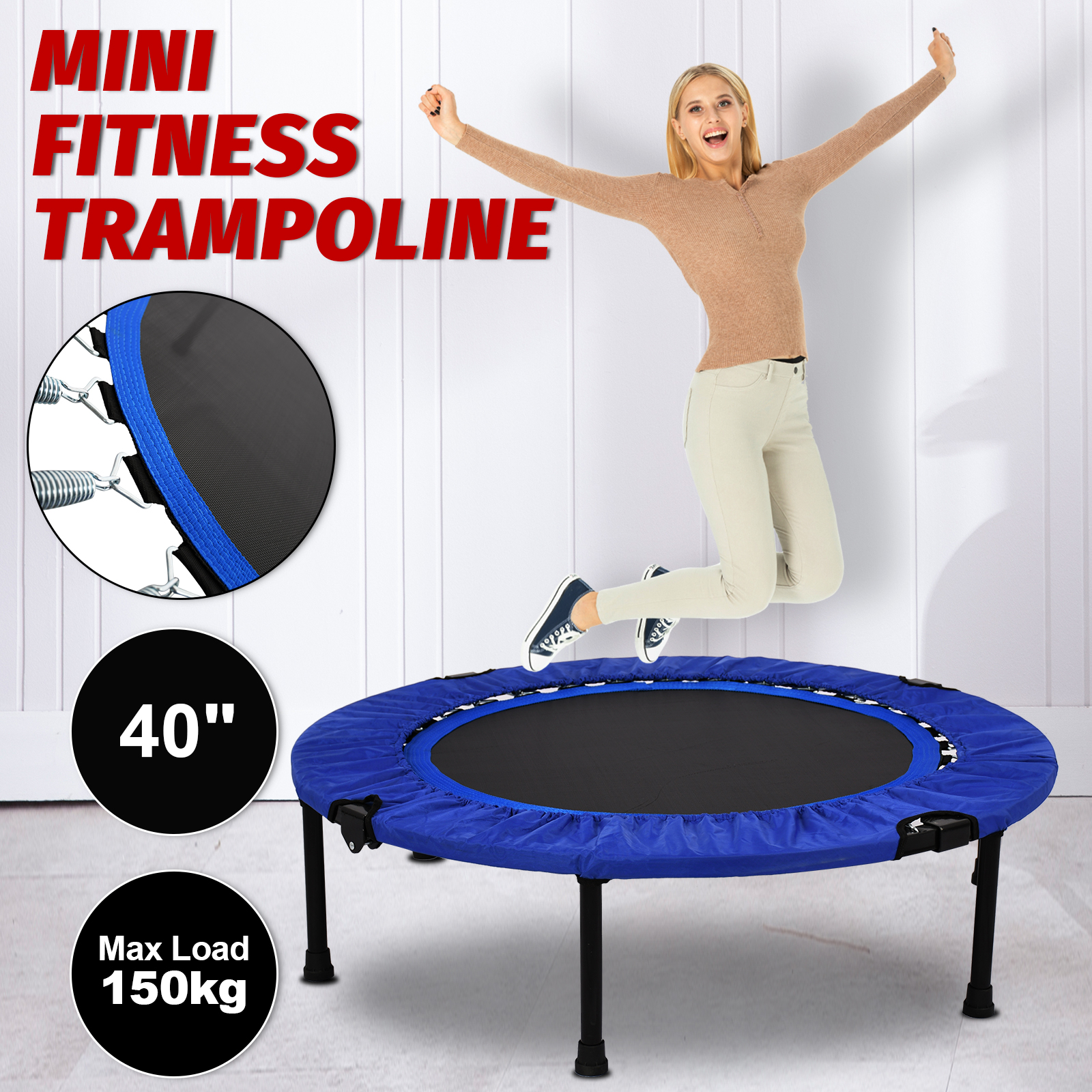 40" Mini Trampoline Indoor Rebounder Fitness Exercise Gym Cardio