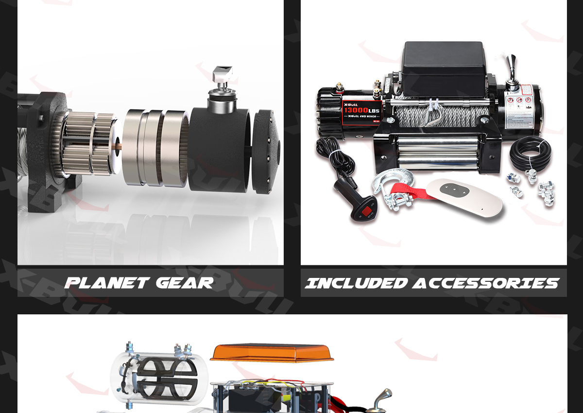 XBULL 13000LBS Electric Winch 12V Recovery Winch Steel
