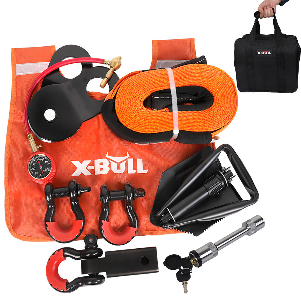 XBULL Winch Recovery Accessory Snatch Pulley Block Bow Shackle Kit 4WD