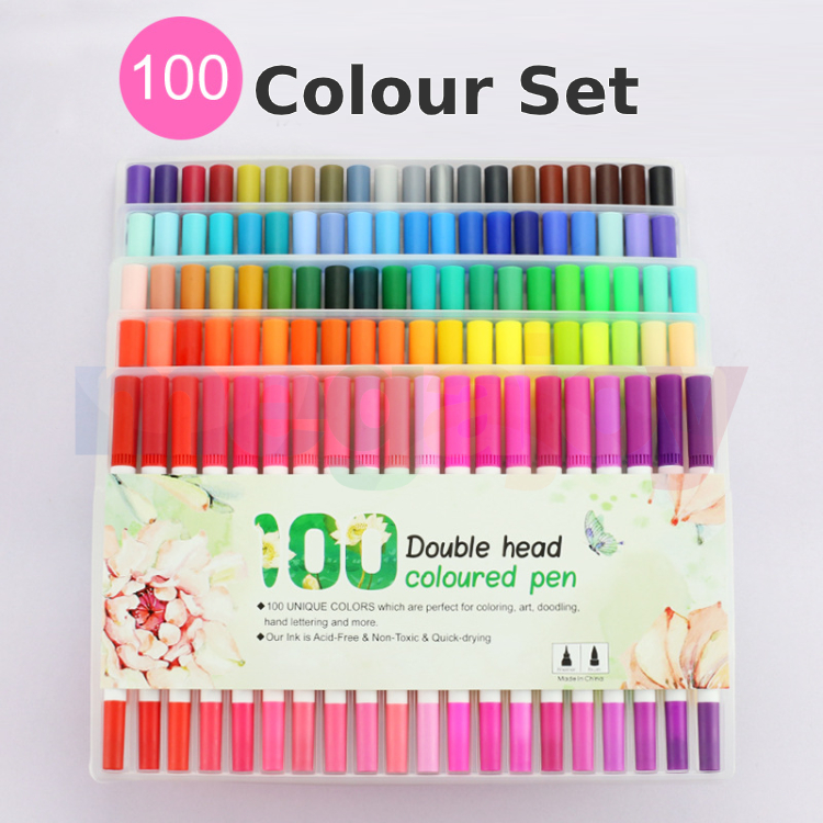 100 Colour Brush Pen Watercolor Art Drawing Painting Artist Sketch Manga Marker Ebay