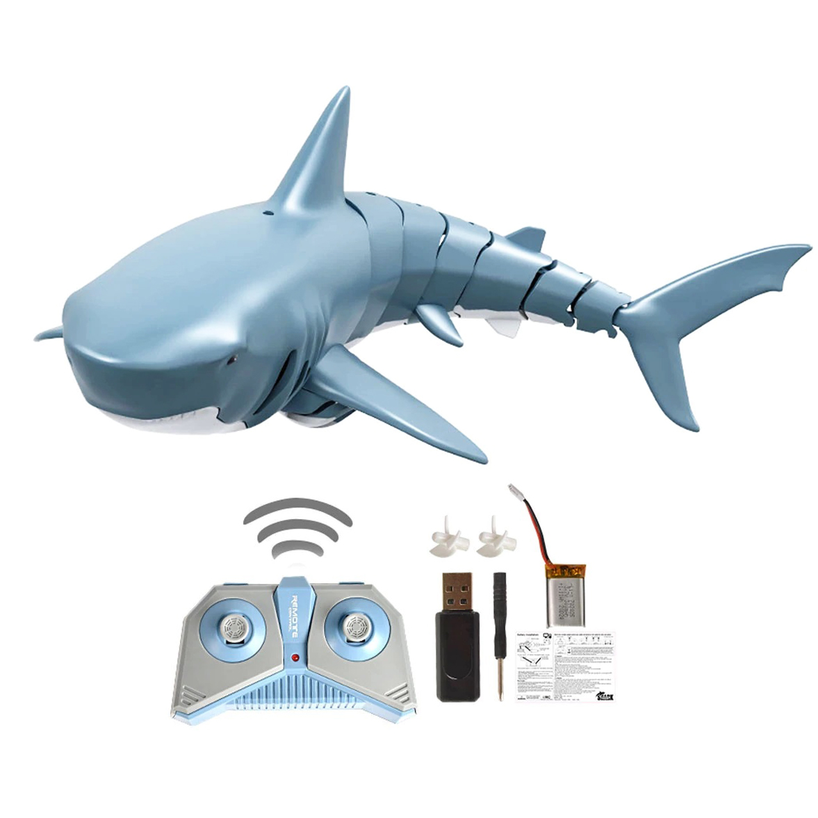 2.4GHz Electric Great White Shark Remote Control Swim Toy RC Boat Prank ...