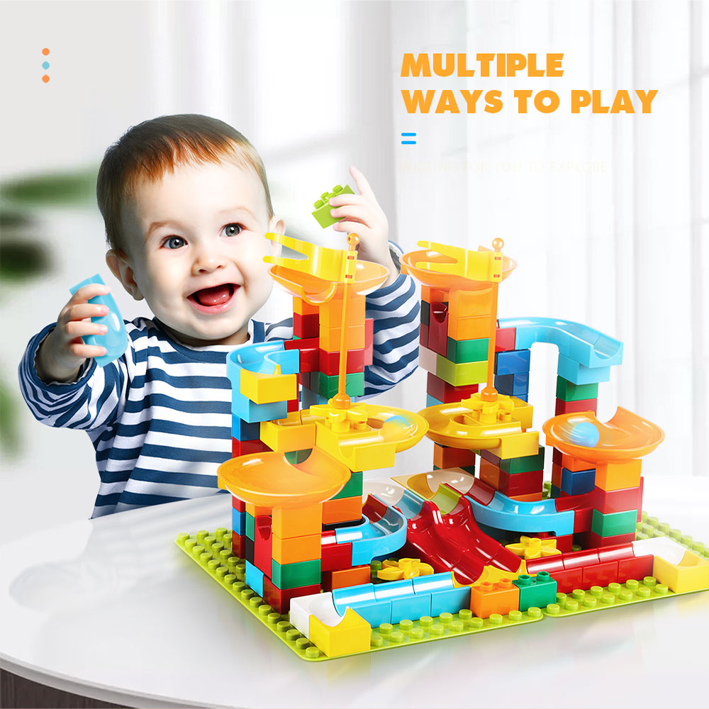 80Pcs Duploed Marble Race Run Building Blocks Maze Ball Track Preschool ...