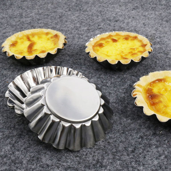 10Pcs Cupcake Egg Tart Mold Pudding Cookie Stainless Steel Mould Baking Tools#F 10Pcs Cupcake Egg Tart Mold Pudding Cookie Stainless Steel Mould Baking Tools#F