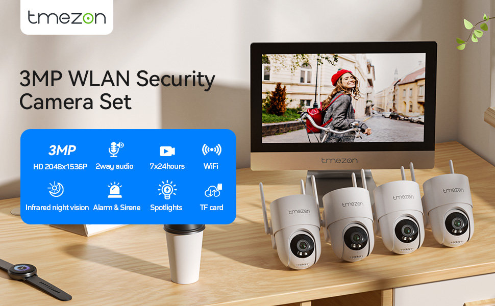 WTW 10CH 12インチ Wi-Fi NVR 1TB 防犯カメラ 無線式 12インチモニター一体型Wi-Fi NVR 10chモデル