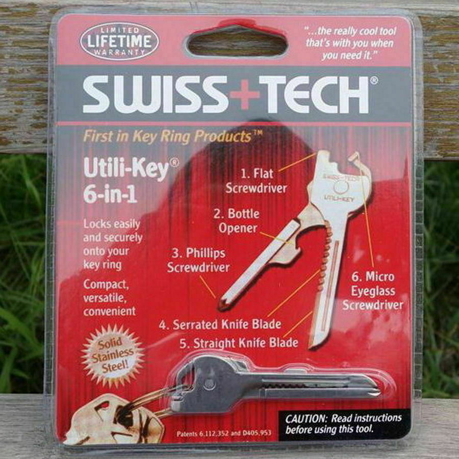 Swiss+Tech 6 in 1 Utili Key Tool Multifunction EDC Stainless Steel