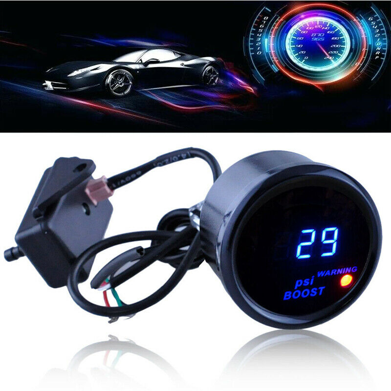 thumbnail image 2 of 52mm Blue Digital LED Turbo Boost Gauge – PSI, 2” Black Housing, 12V – AFA Motors 2 of 4