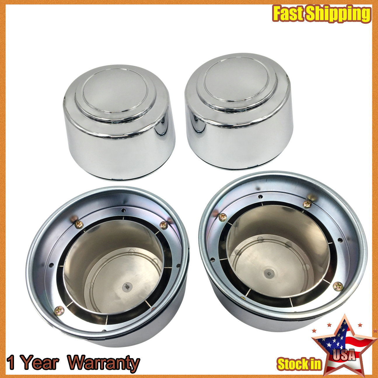 8 Lug 16 Inch Chrome Wheel Center Hub Caps Nut Covers Alloy For Ford ...