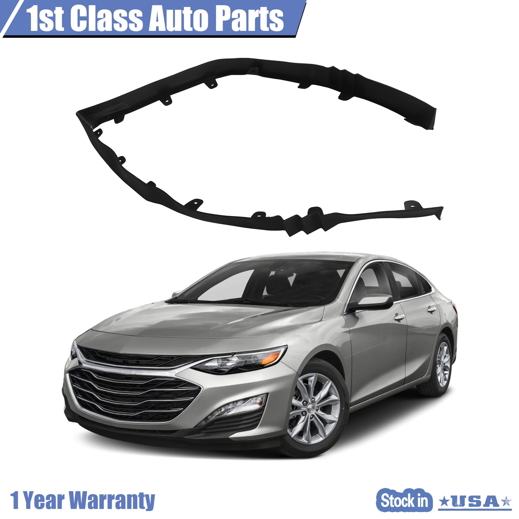 thumbnail image 2 of DASPARTS Front Bumper Grille Set For 2019-2024 Chevy Malibu – Upper & Lower Grilles, Valance, Trim Brackets – Primed 2 of 4