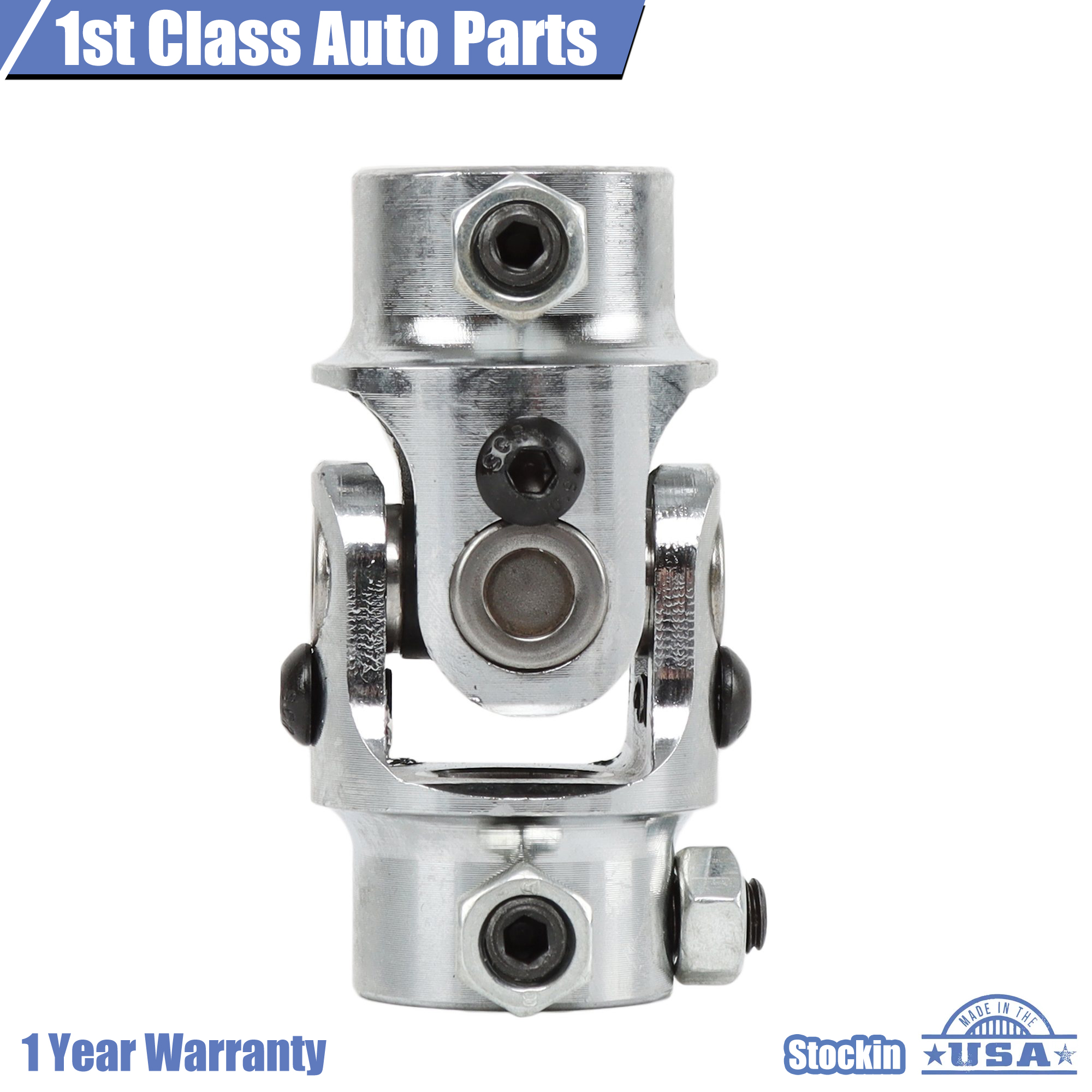 Chrome Steering Shaft U-Joint – 1" DD X 3/4-30 Spline, For Street Rod GM Box