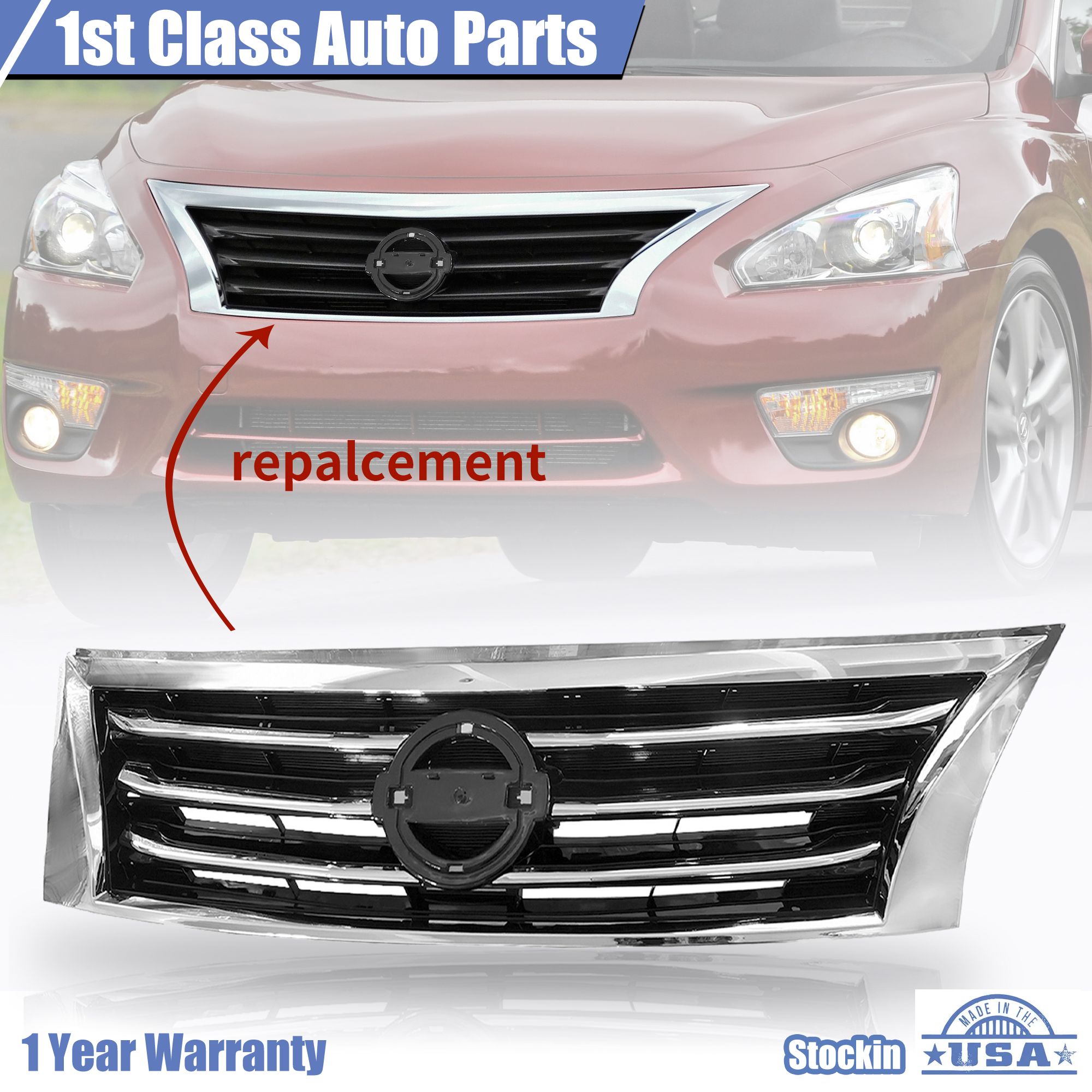 For 2013- 2015 Nissan Altima Front Grille W/ Chrome Trim | eBay