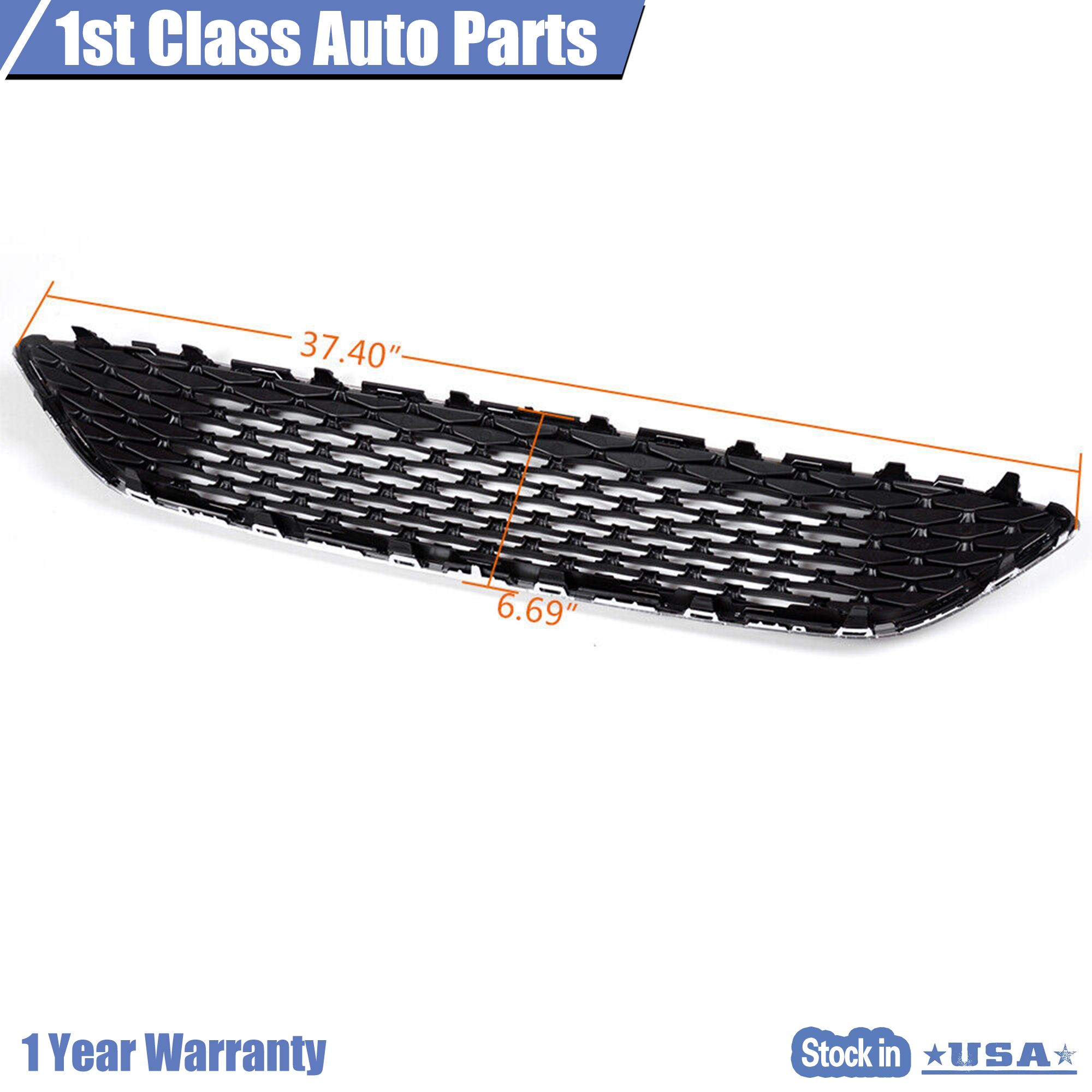 Front Upper Center Bumper Grille W/ Chrome Trim Fits Ford Front Upper Center Bumper Grille W/ Chrome Trim Fits Ford