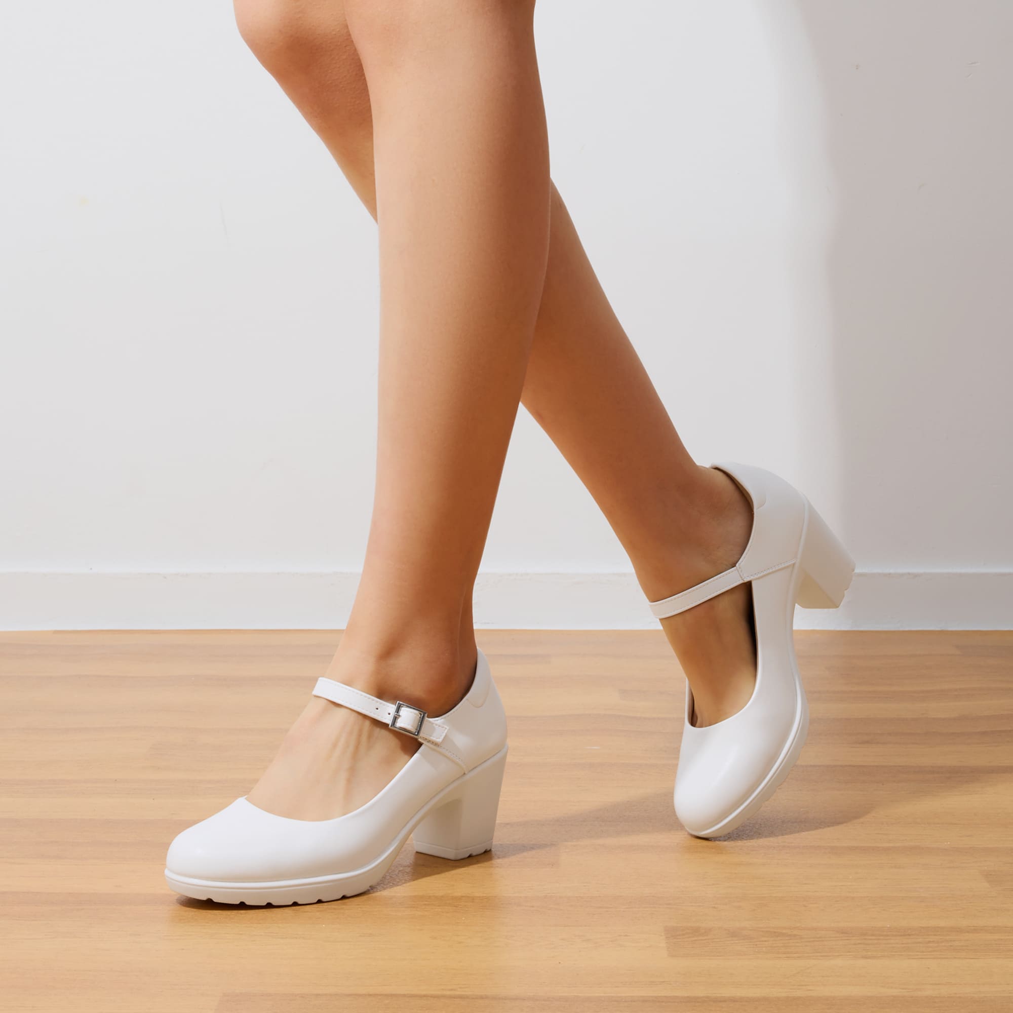 Women Chunky Low Chunky Heel Ankle Strap Mary Jane Dress