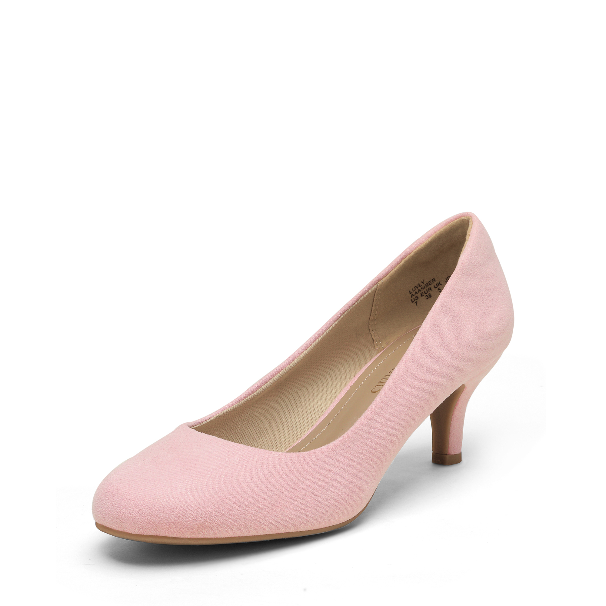 Women's Round Toe Slip On Wedding Party Low Stilettos Heel Dress Pump Shoes - Picture 13 of 22