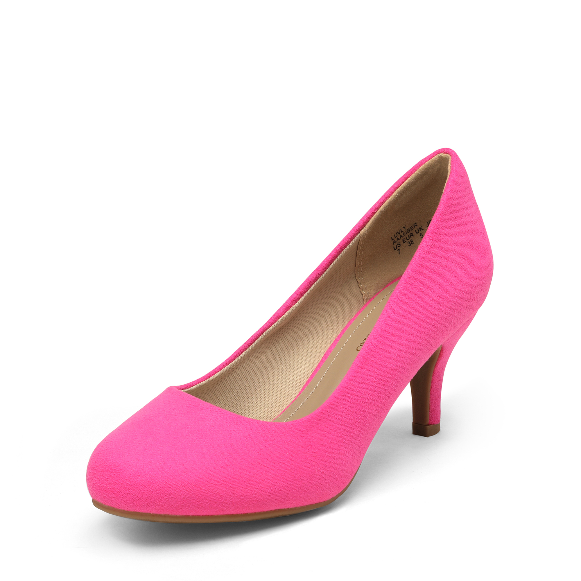 Women's Round Toe Slip On Wedding Party Low Stilettos Heel Dress Pump Shoes - Picture 14 of 22