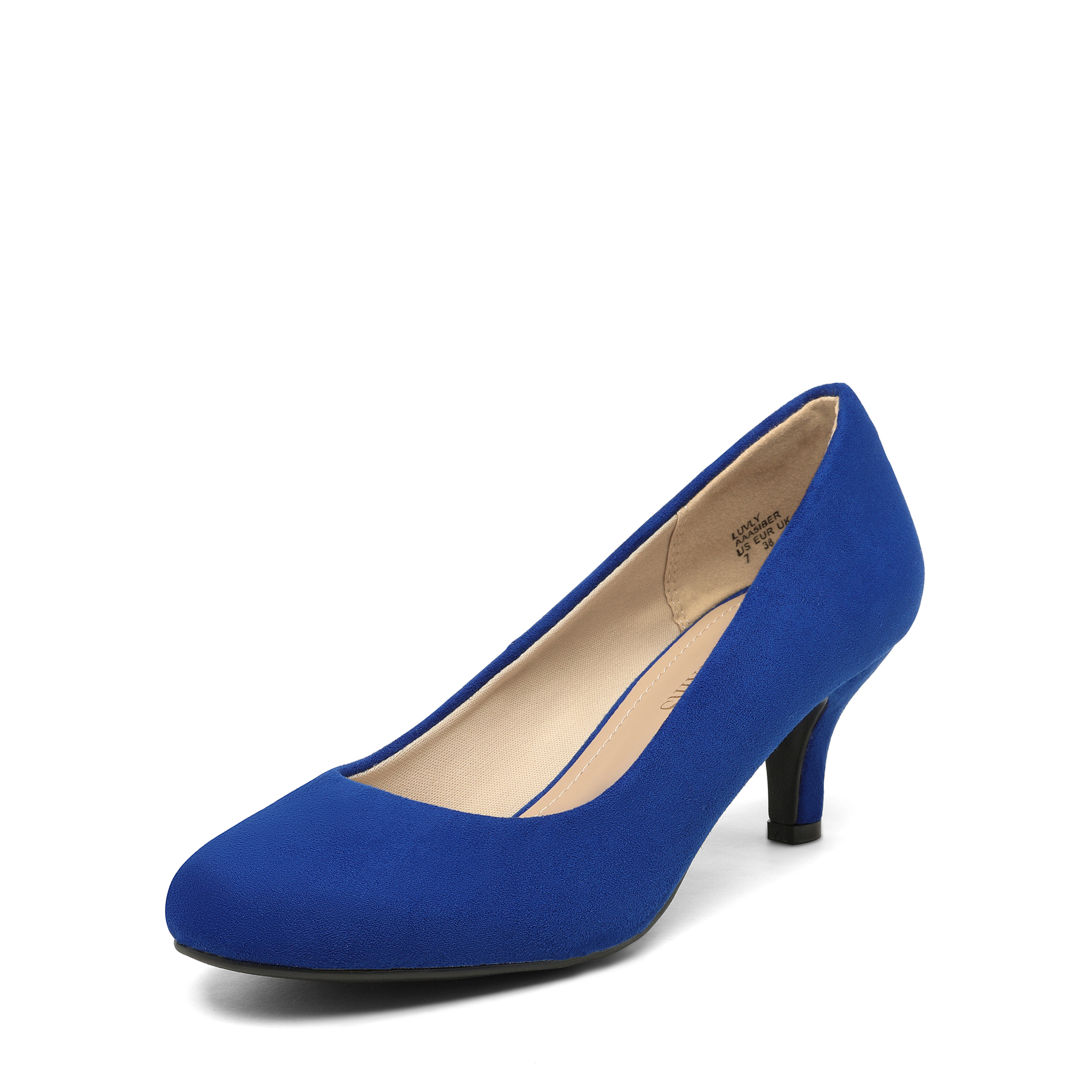 Women's Round Toe Slip On Wedding Party Low Stilettos Heel Dress Pump Shoes - Picture 21 of 22