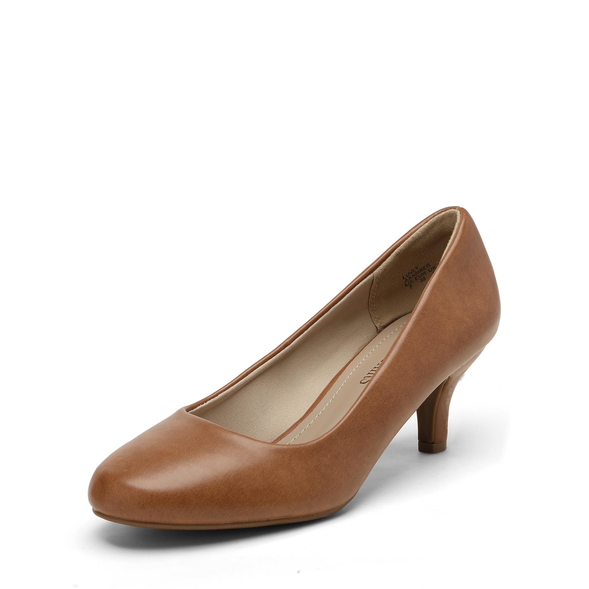 Women's Round Toe Slip On Wedding Party Low Stilettos Heel Dress Pump Shoes - Picture 22 of 22