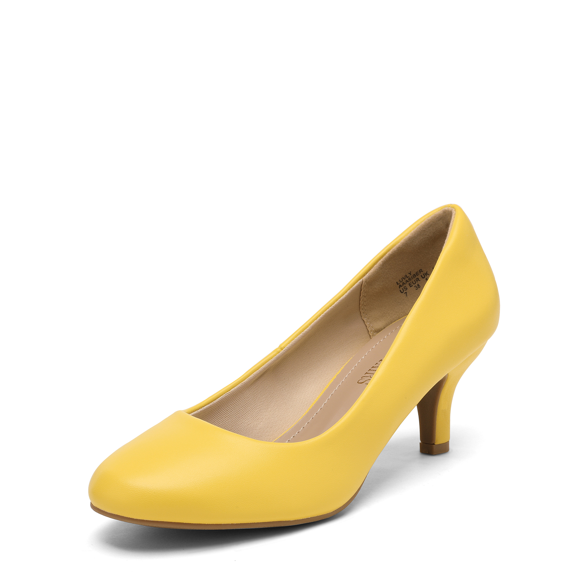 Women's Round Toe Slip On Wedding Party Low Stilettos Heel Dress Pump Shoes - Picture 10 of 22