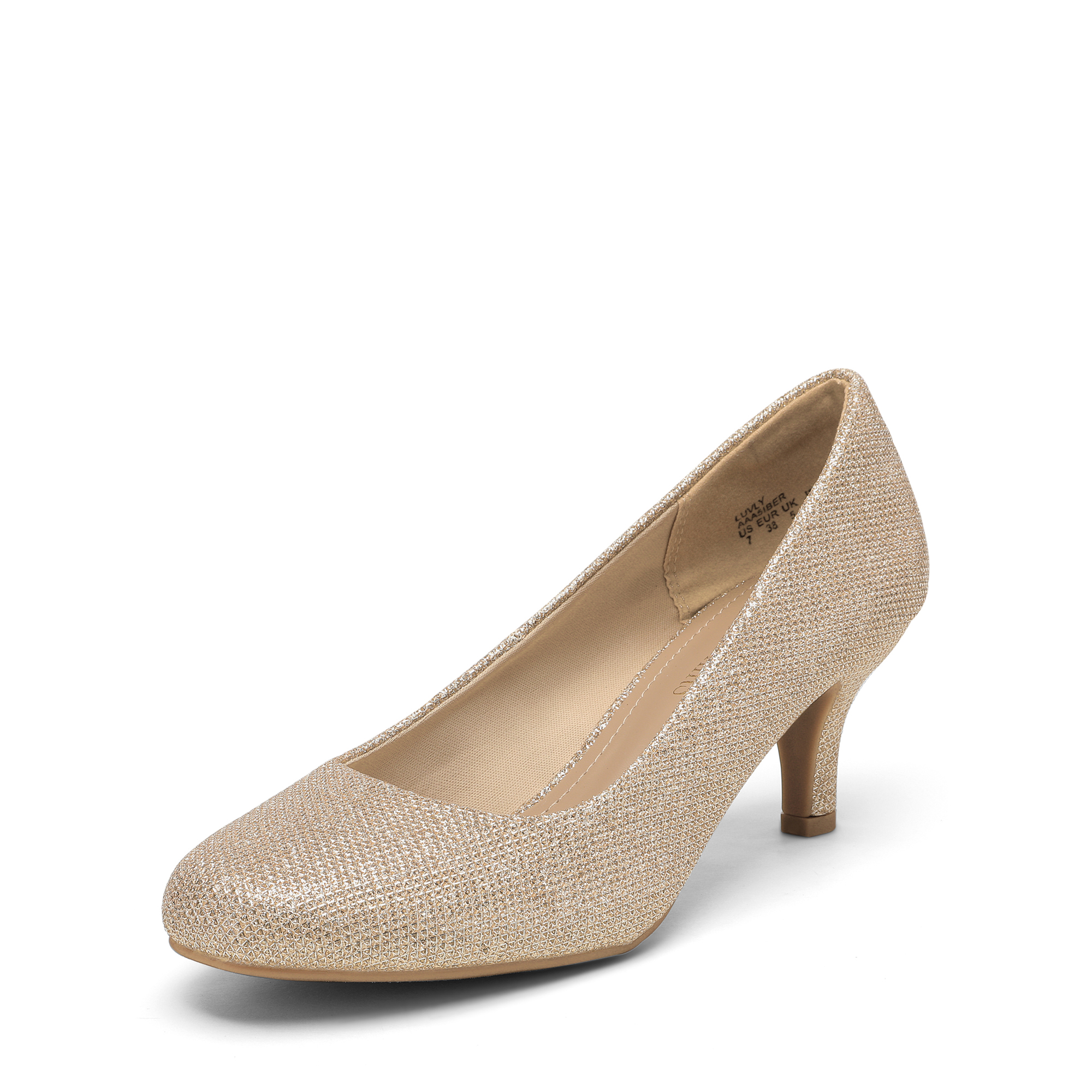 Women's Round Toe Slip On Wedding Party Low Stilettos Heel Dress Pump Shoes - Picture 16 of 22