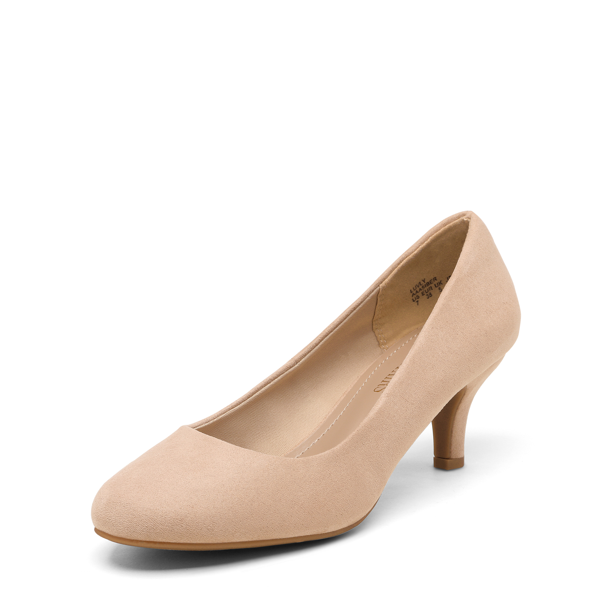 Women's Round Toe Slip On Wedding Party Low Stilettos Heel Dress Pump Shoes - Picture 12 of 22