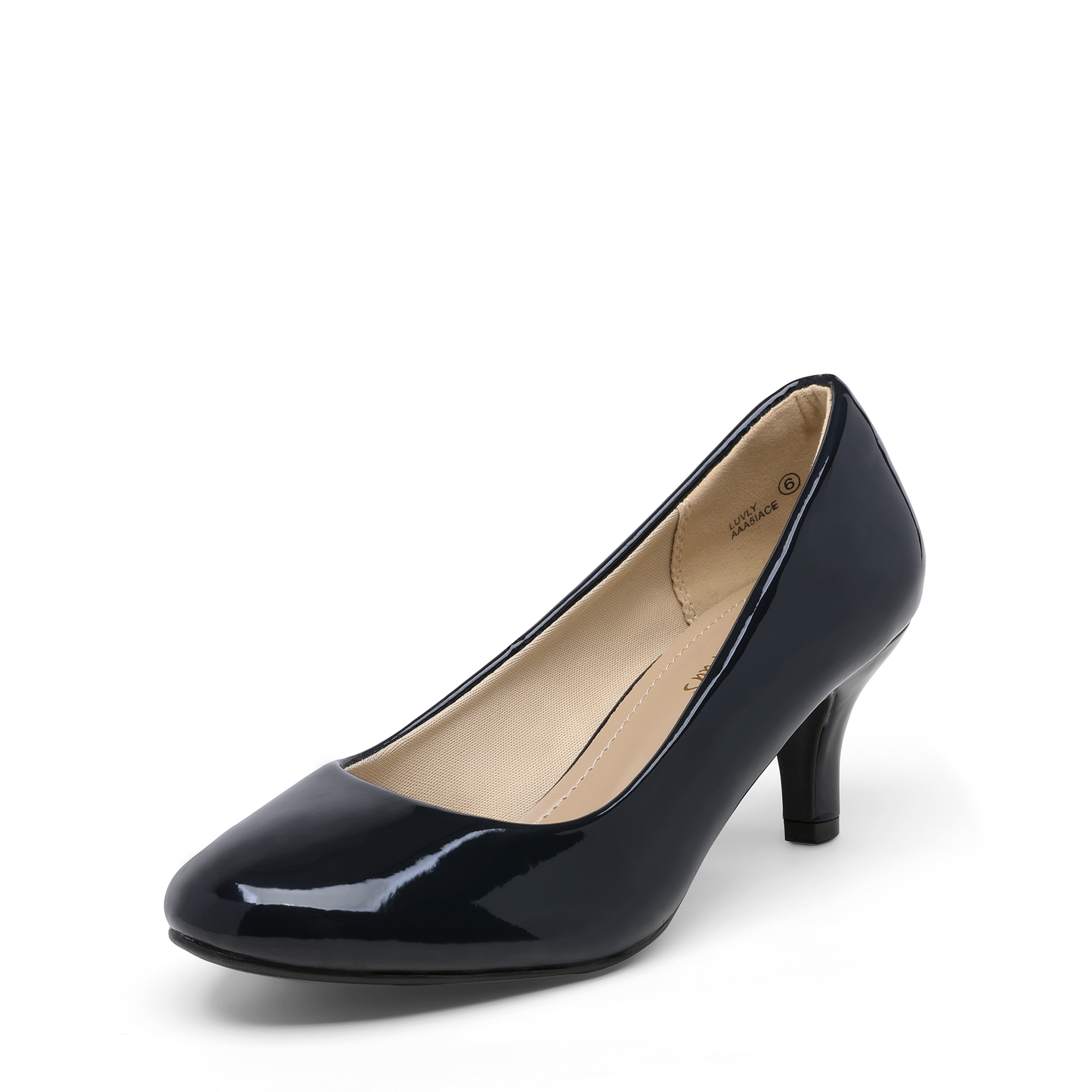 Women's Round Toe Slip On Wedding Party Low Stilettos Heel Dress Pump Shoes - Picture 19 of 22