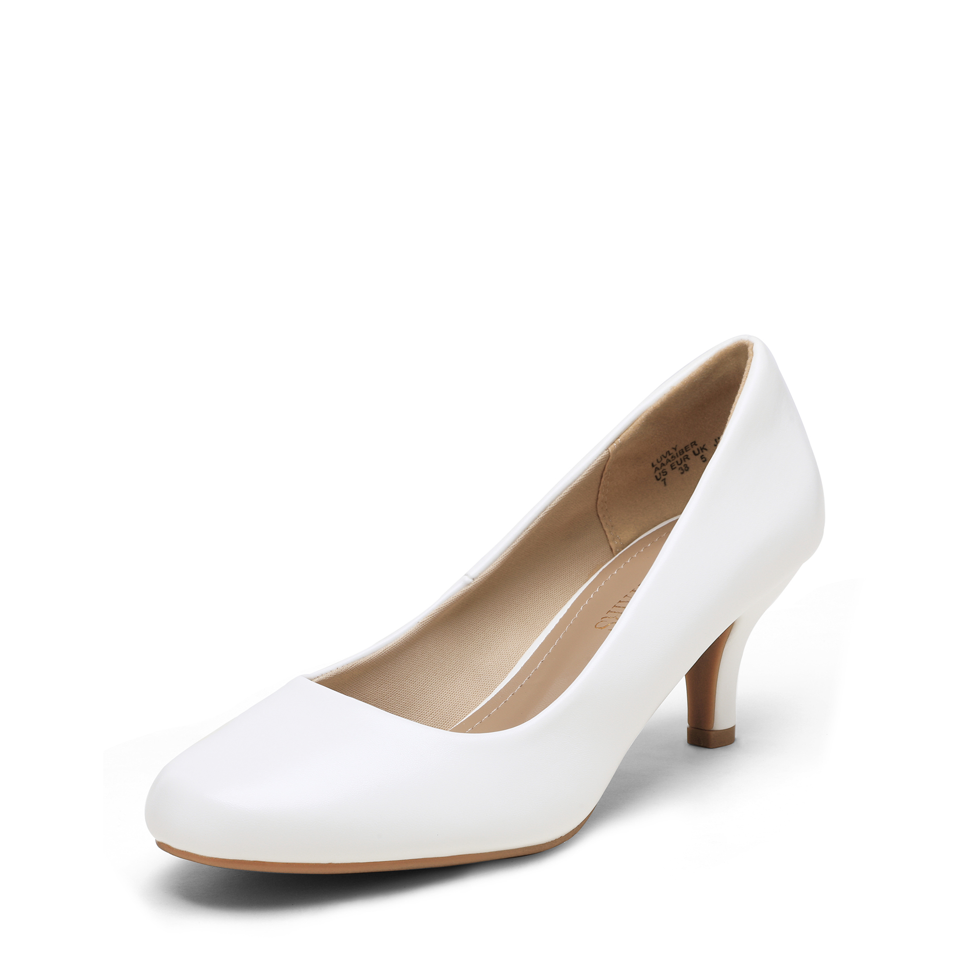 Women's Round Toe Slip On Wedding Party Low Stilettos Heel Dress Pump Shoes - Picture 20 of 22